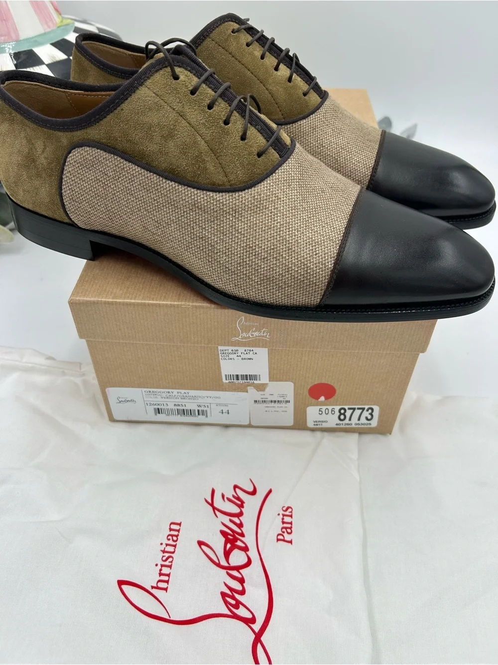 Men's Christian Louboutin Gregory velvet twill and Leather Oxford's size 44